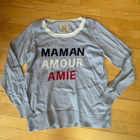 Chaser maman amour amie Long Sleeve Crew Neck Striped Pullover size medium - Picture 2 of 5